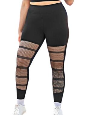 POP Fit Black Mesh Paneled Leggings size 4x